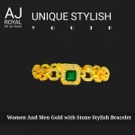 WOMEN AND MEN GOLD WITH STONE STYLISH BRACELET