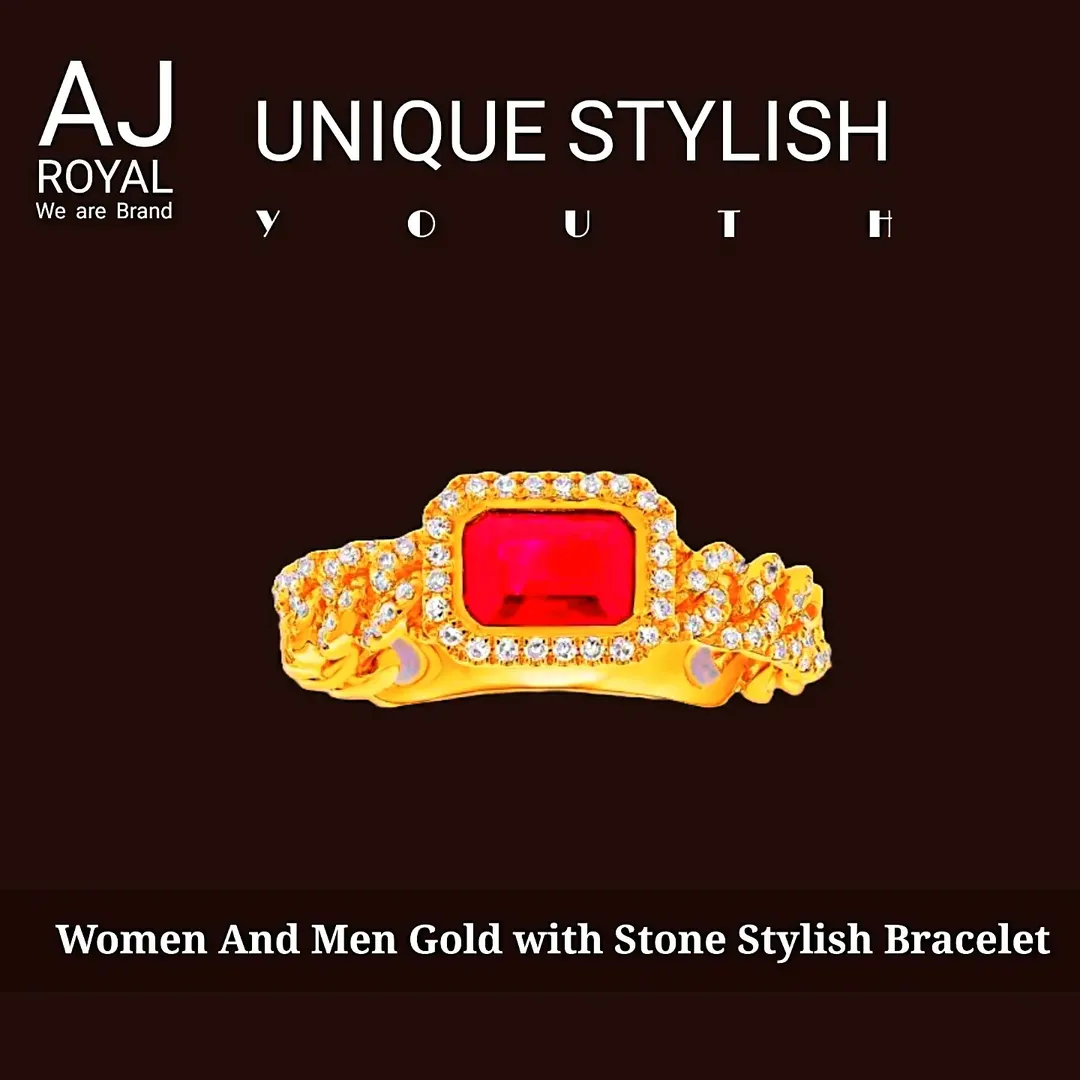 Luxury Red Stone Gold Bracelet for Men & Women